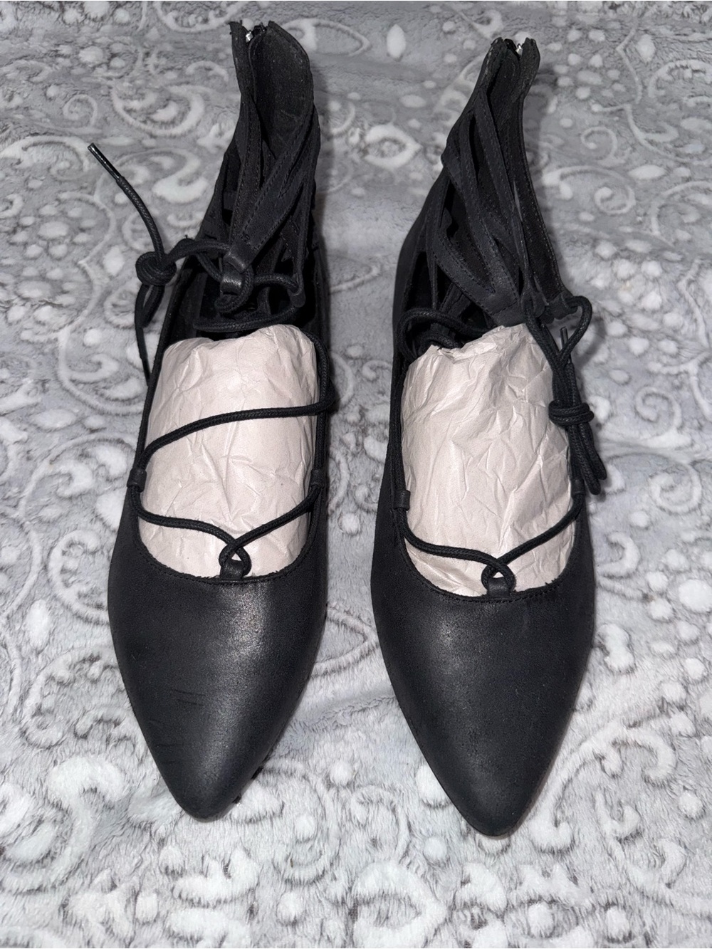 Coconuts by Matisse Liberty Black Lace-Up Pointed Toe Flats Size 10M